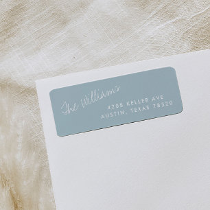 Blue Simple Script Name Return Address Labels