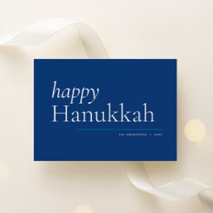 Blue Simple Serif Happy Hanukkah Holiday Card