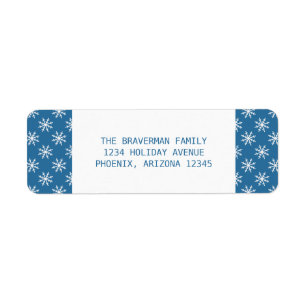 Blue Simple Snowflake Holiday Address Labels