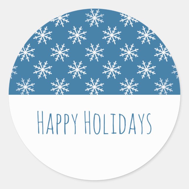 Blue Simple Snowflake Holiday Stickers (Front)
