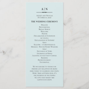 Blue simple wedding. Elegant classic typography Program