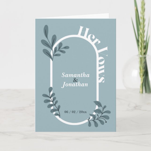 Blue Simple Wedding Her Vows Card (Front)