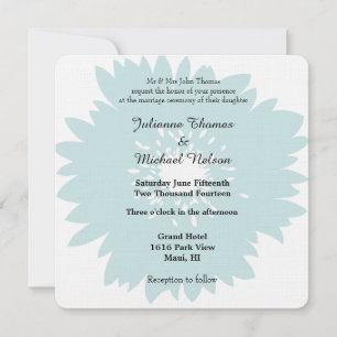 Blue Simplicity Flower Wedding Invitation