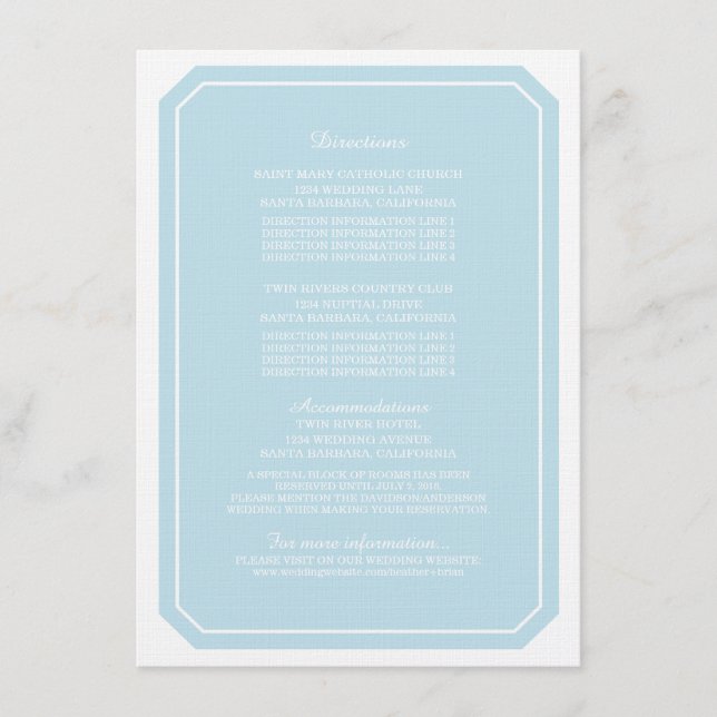 Blue Simply Elegant Information Card (Front)