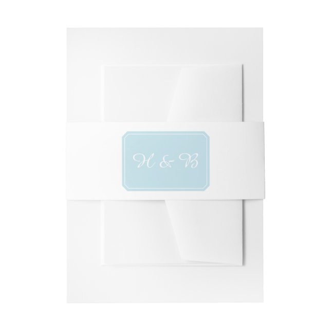 Blue Simply Elegant Wedding Belly Bands Invitation Belly Band (Front Example)