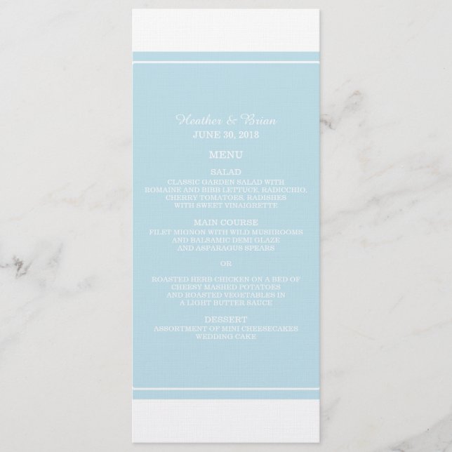 Blue Simply Elegant Wedding Menu (Front)