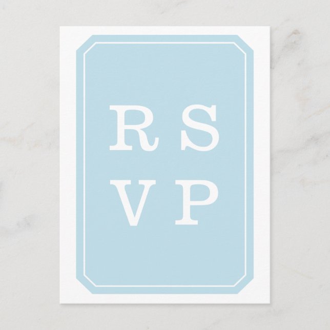 Blue Simply Elegant Wedding RSVP Postcard (Front)