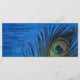 Blue Single Peacock Wedding Program