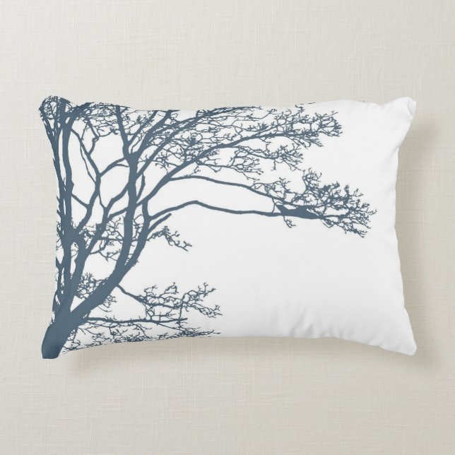 Blue Single Tree Boho Decorative Cushion (Front)