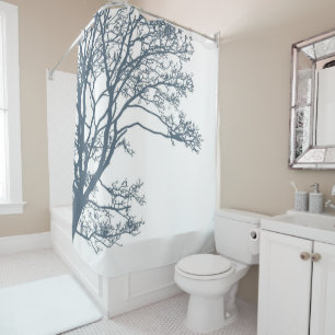 Blue Single Tree Boho Shower Curtain