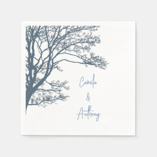 Blue Single Tree Boho Wedding Napkin