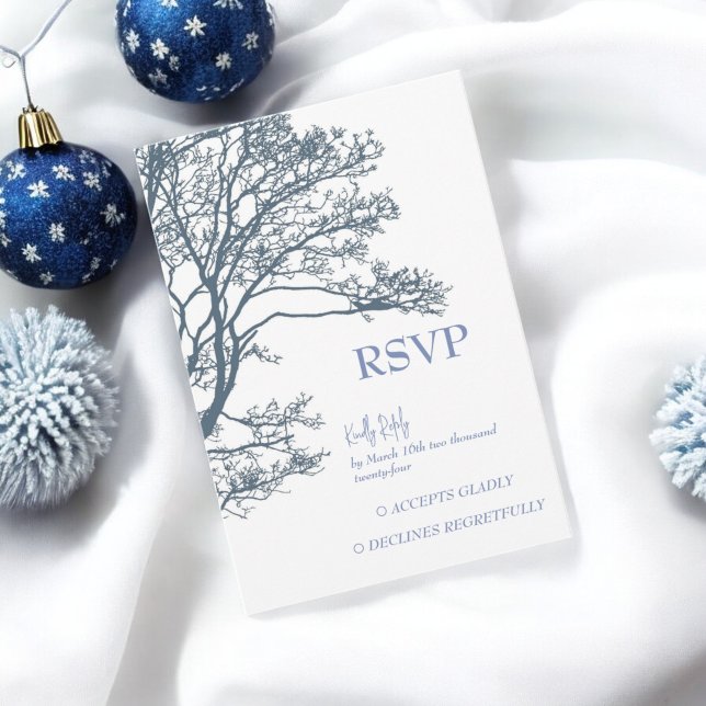 Blue Single Tree Boho Wedding RSVP Card (Creator Uploaded)