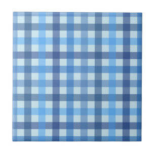 Blue Six-Colour Gingham Pattern Ceramic Tile