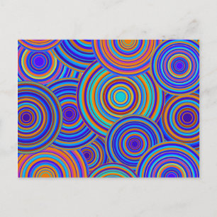Blue Sixties Circles Pattern Postcard