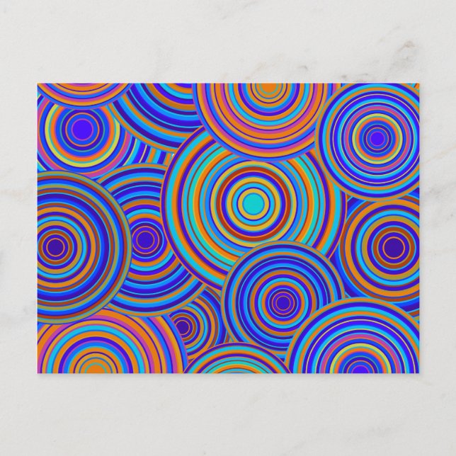 Blue Sixties Circles Pattern Postcard (Front)
