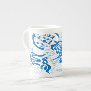 Blue Sketch, abstract Bone China Mug