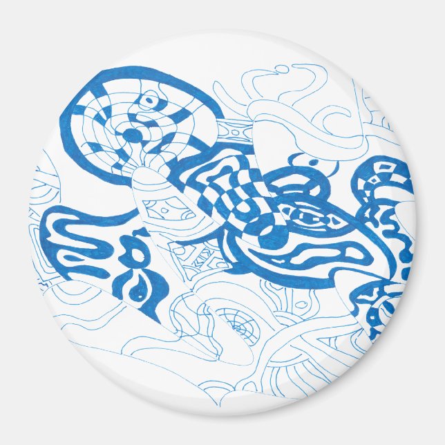 Blue Sketch, abstract Magnet (Front)