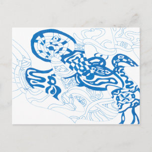 Blue Sketch, abstract Postcard