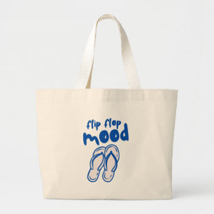 Blue Sketch Bold Flip Flops Mood Daily Life Phrase Large Tote Bag