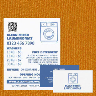 Blue Sketch Washer, Laundromat, Cleaning Service Flyer