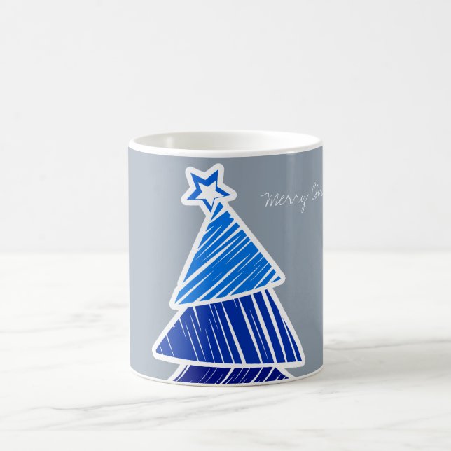 Blue Sketchy Christmas Tree Mug (Center)