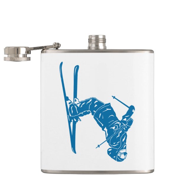 Blue-Skier Hip Flask (Opened)