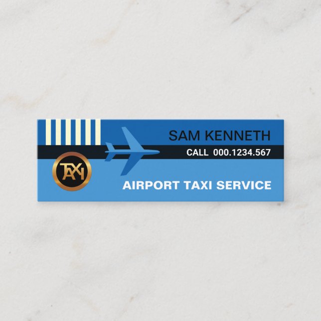 Blue Skies Airplane Airport Routes Airport Taxi Mini Business Card (Front)