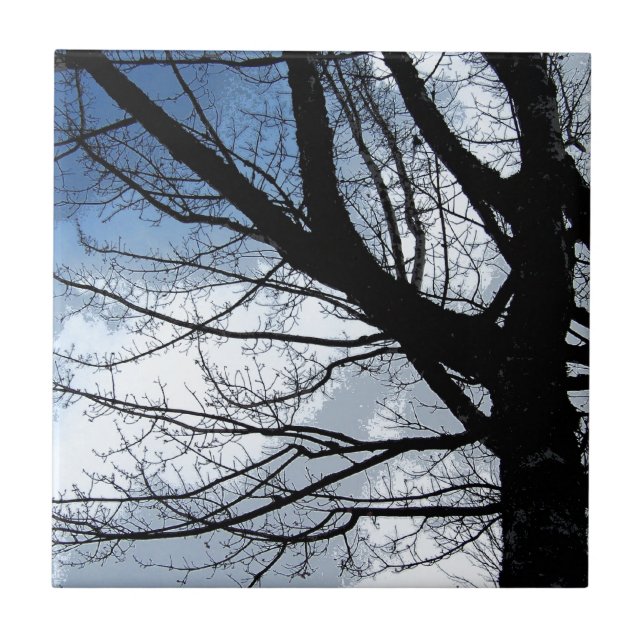 Blue Skies and Alder Tree Art Tile (Front)