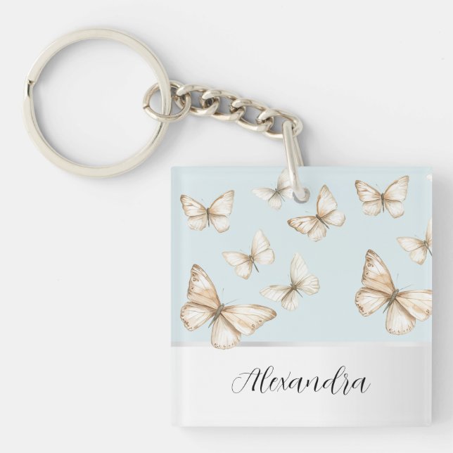 Blue Skies & Butterflies  Key Ring (Front)
