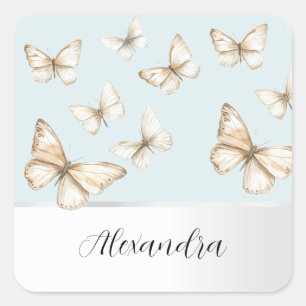 Blue Skies & Butterflies  Square Sticker