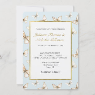 Blue Skies & Butterflies Wedding Invitation