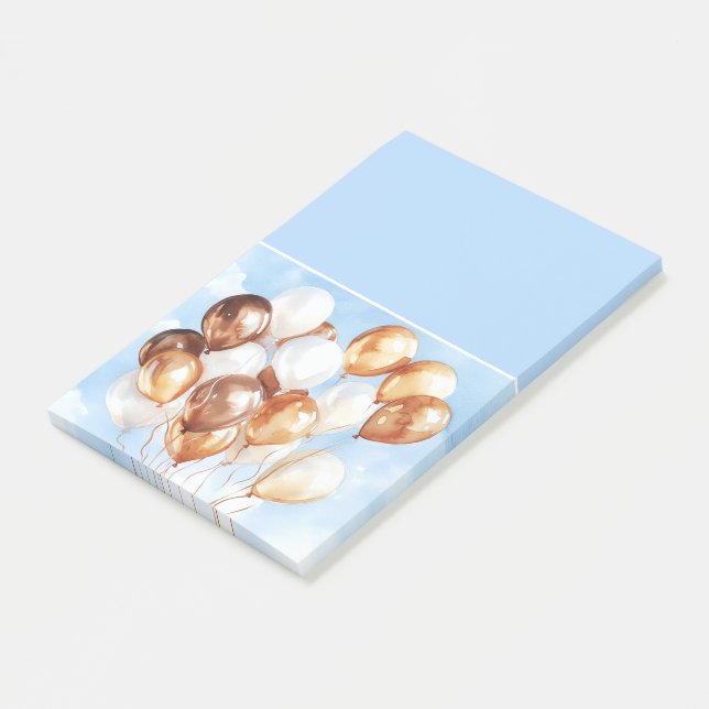 Blue Skies Gold White Balloons Post-it Notes (Angled)