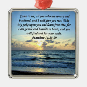 BLUE SKIES MATTHEW 11:28 SUNRISE PHOTO DESIGN METAL ORNAMENT