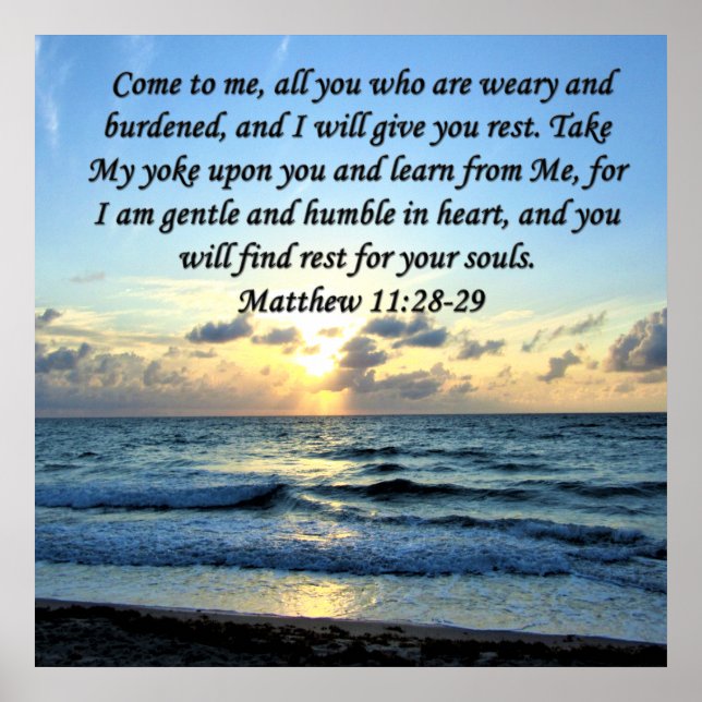 BLUE SKIES MATTHEW 11:28 SUNRISE PHOTO DESIGN POSTER (Front)