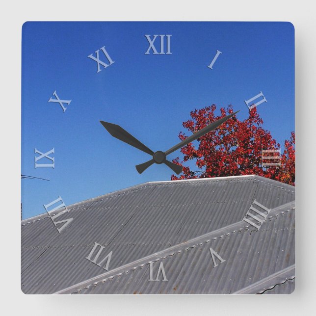 Blue Skies Tin Roof Wall Clock (Front)