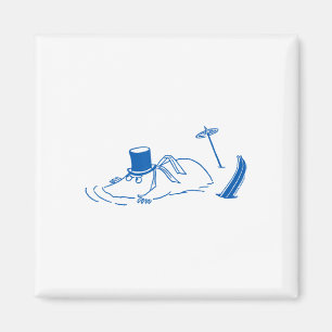 Blue Skiing Moominpappa Stuck In Snow Winter Games Magnet