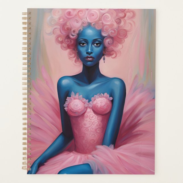 Blue Skinned Ballerina in Pink Tutu Planner (Front)