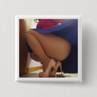 Blue skirt peekaboo button