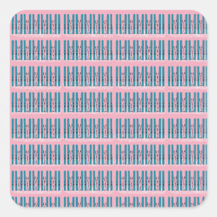 Blue skis on pink square sticker