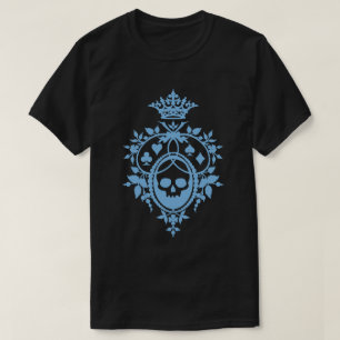 Blue Skull And Card Suits Crest T-Shirt