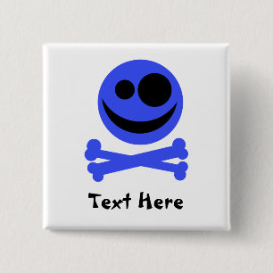 Blue Skull and Crossbones. 15 Cm Square Badge