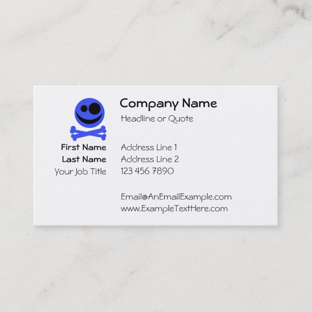 Blue Skull and Crossbones. Business Card (Front)