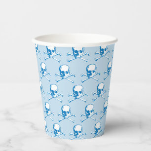 Blue Skull And Crossbones Pattern Paper Cup