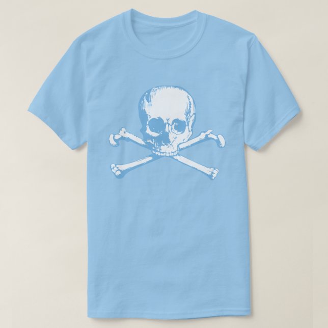 Blue Skull And Crossbones T-Shirt (Design Front)
