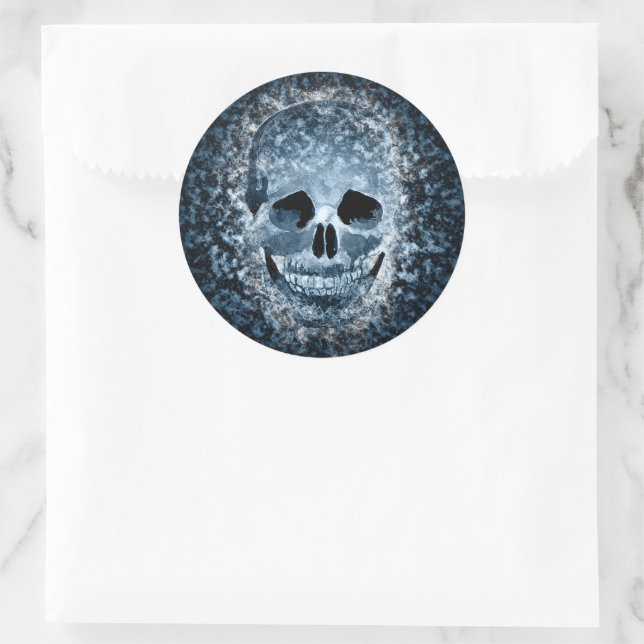Blue Skull Art Halloween Sticker (Bag)