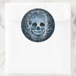 Blue Skull Art Halloween Sticker