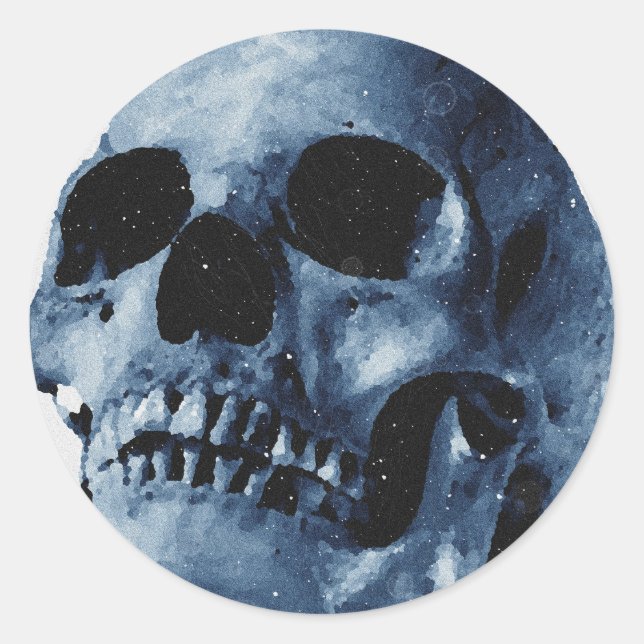 Blue Skull Classic Round Sticker (Front)