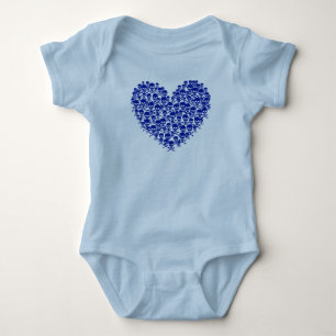Blue Skull Heart Baby Bodysuit
