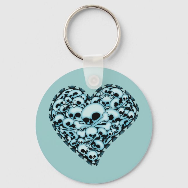 Blue Skull Heart Key Ring (Front)