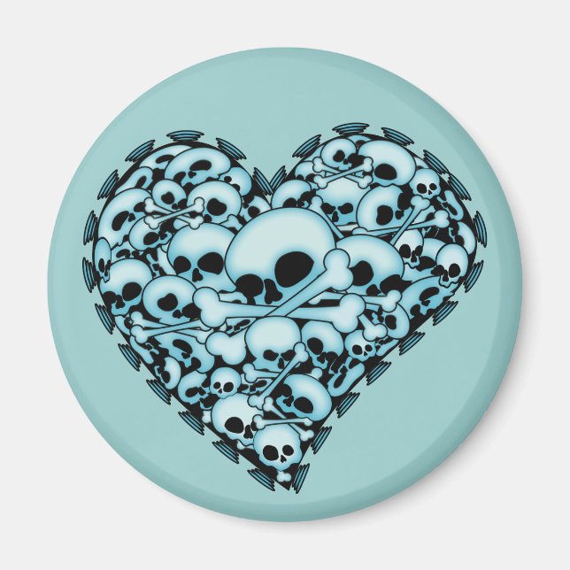 Blue Skull Heart Magnet (Front)
